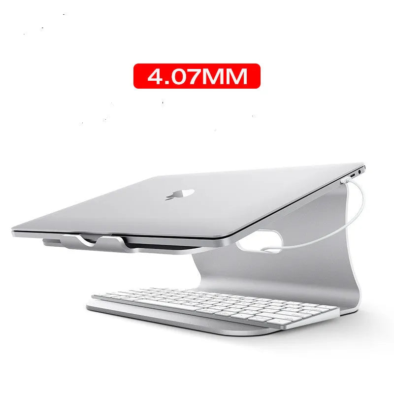 Rotary aluminium laptop cooling bracket in grey and silver striped finishes, 4.07mm thick