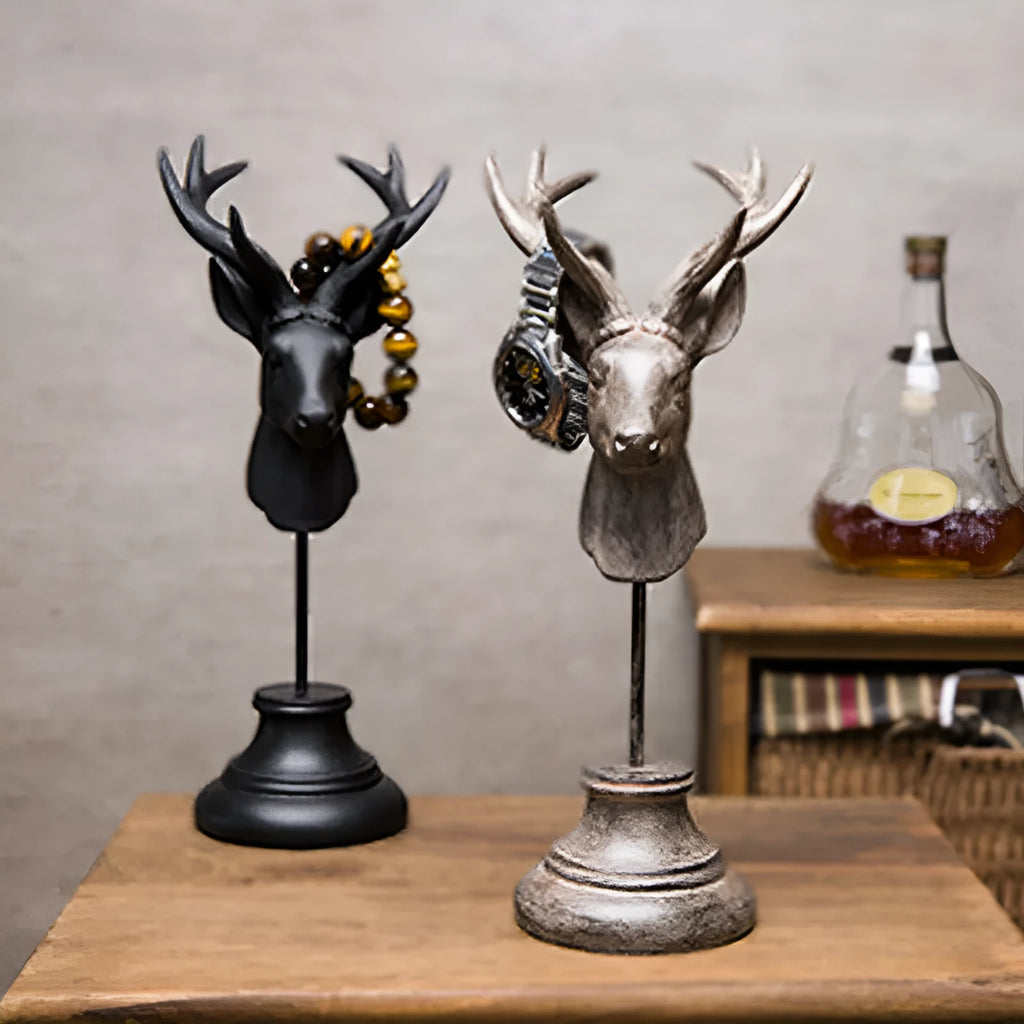 Large decorative resin animal statue ornament in black, white or wood colour, measuring 32cm tall.
