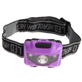 Cat Eye 2 generation waterproof LED head torch in black, orange, purple or white with head strap and multiple light modes