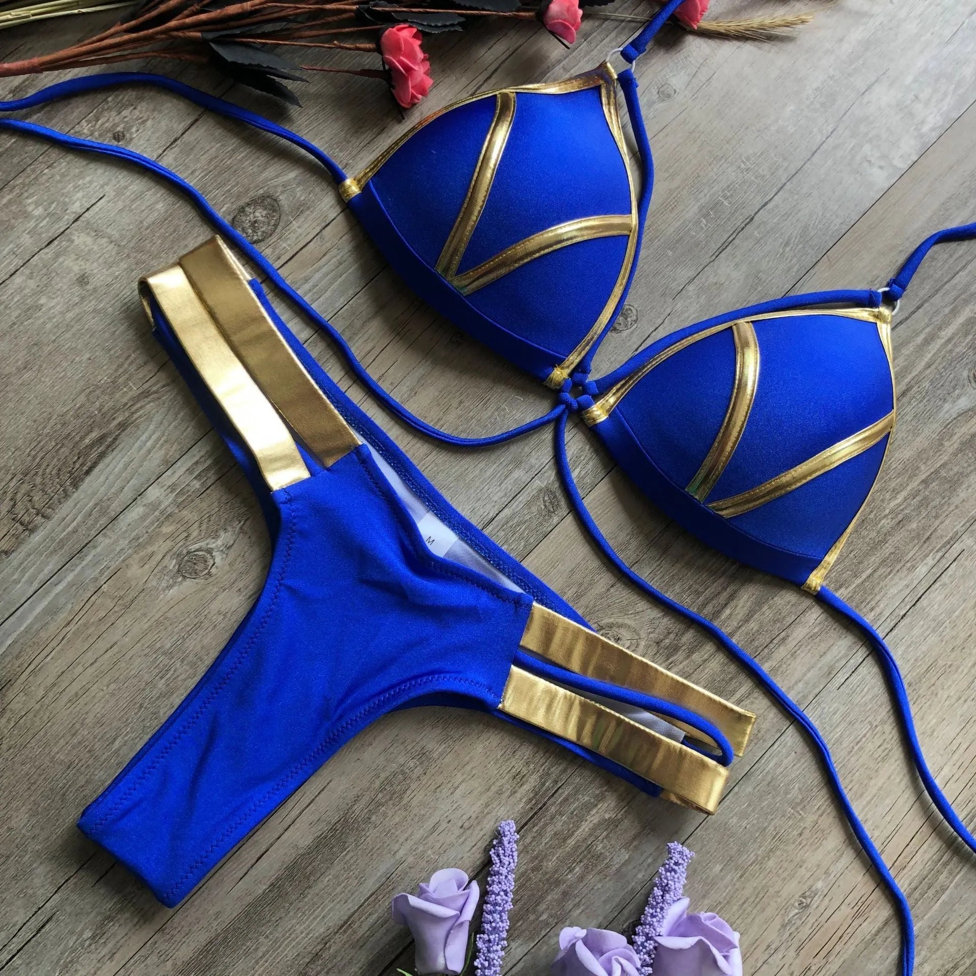 Women's bronzing bikini swimwear with padded cups in multiple colour options