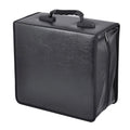 Black Oxford fabric CD storage organiser case with a zipper and top hand strap.