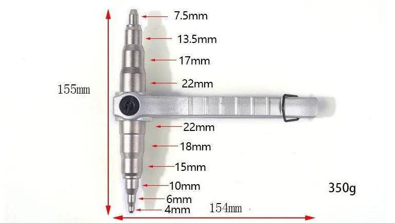 Manual tube expander tool for 6-22mm refrigeration pipes in black or silver finish