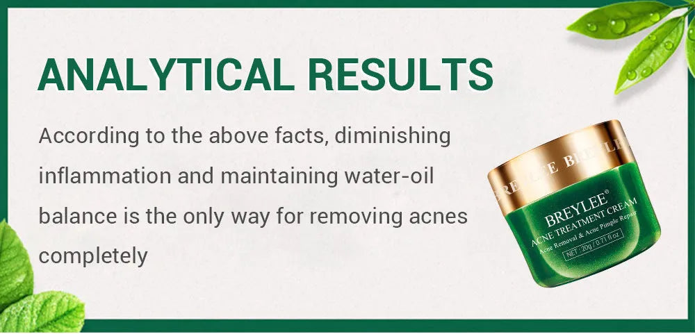 BREYLEE Tea Tree Acne Cream in a white jar with green lid for acne scar reduction