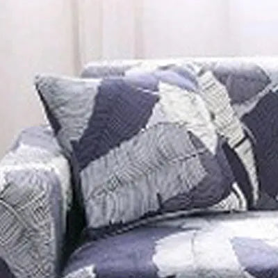 Printed geometric pattern sofa slipcover on modern sofa in super stretchable polyester spandex fabric