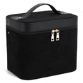 Corduroy cosmetic storage box with solid colour pattern and polyester cotton lining