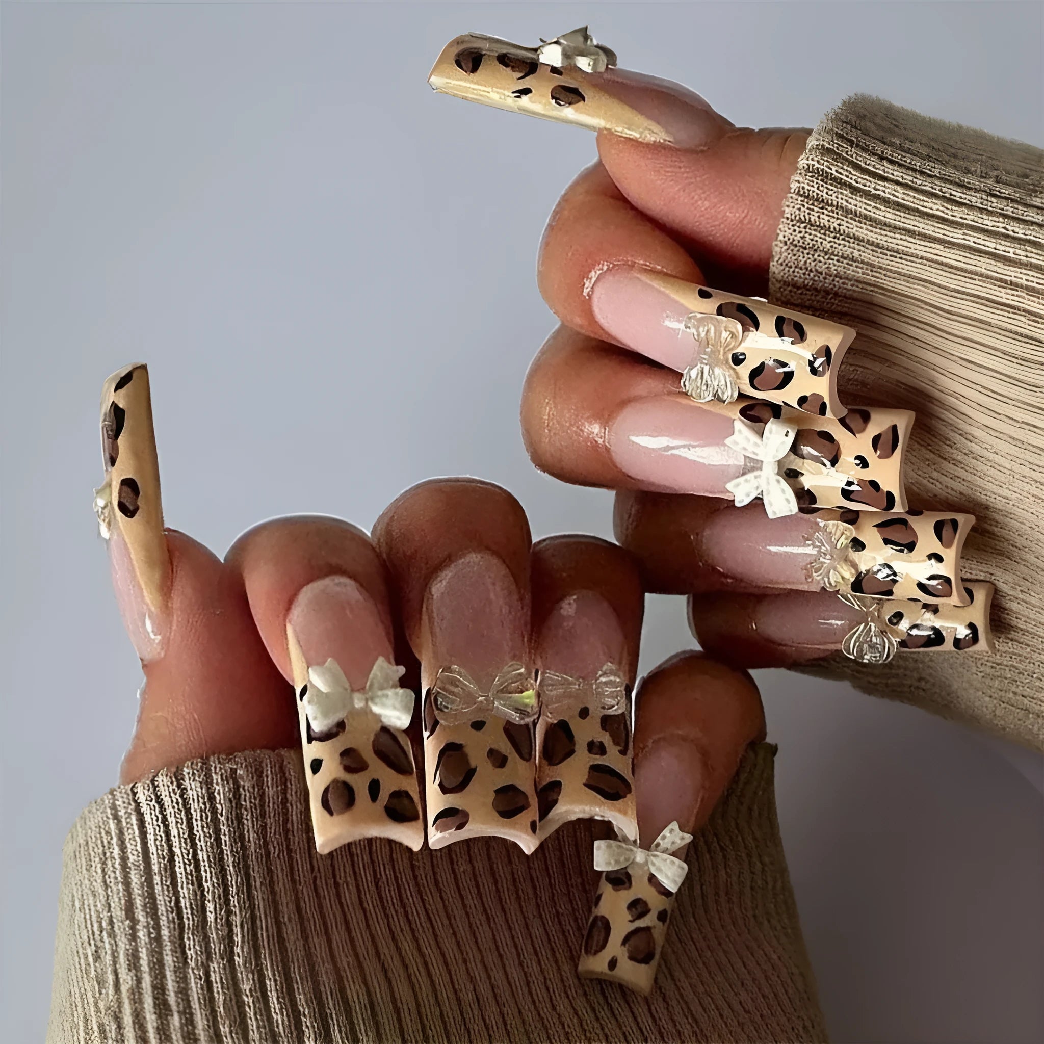 Leopard print butterfly design nail art decals in WM296 colour for manicure decoration
