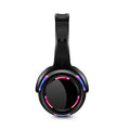 Black silent disco headphones with 3-metre cable and head-mounted design for party hire