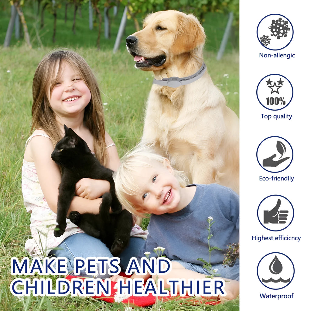 Adjustable 57cm TPE dog collar for flea and mosquito control, hypoallergenic and water-resistant