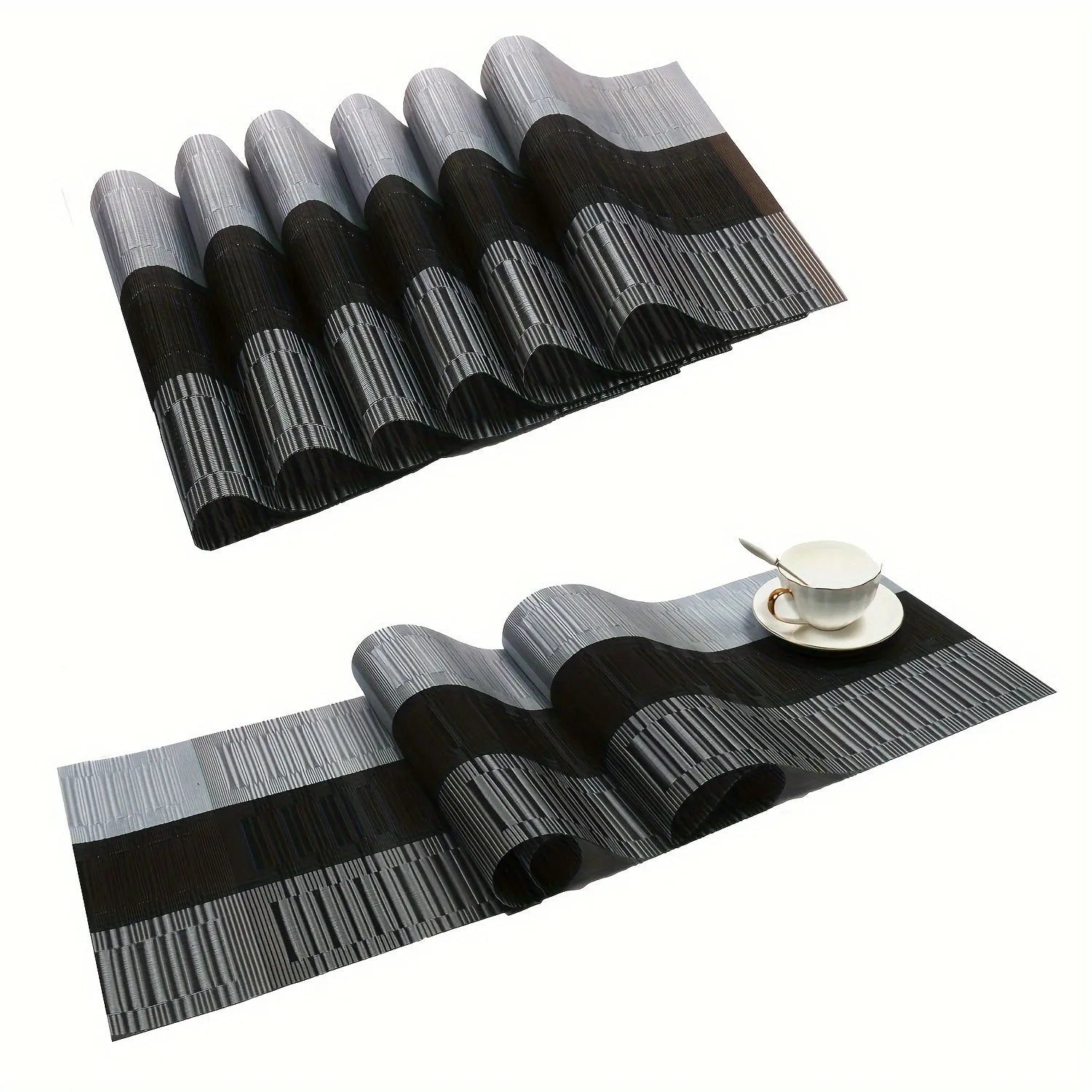 Non-slip PVC dish drying mat in modern simplicity style on a kitchen countertop