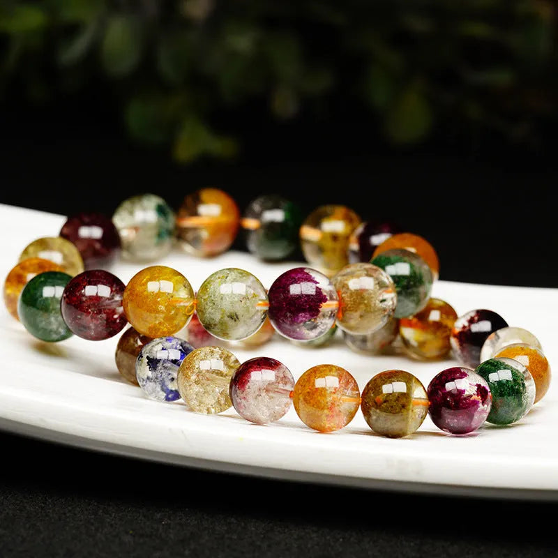Colourful crystal bead bracelet with 10mm diameter balls featuring ghost cornucopia seasonal design in ethnic retro style