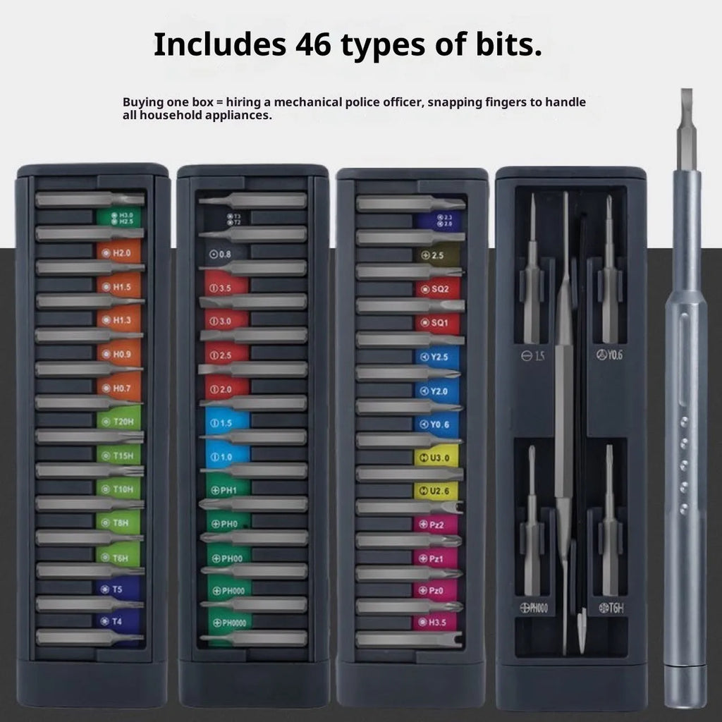 49-in-1 precision screwdriver set with Cr-V steel bits, square, Y, cross, star and rice heads for mobile phone repair