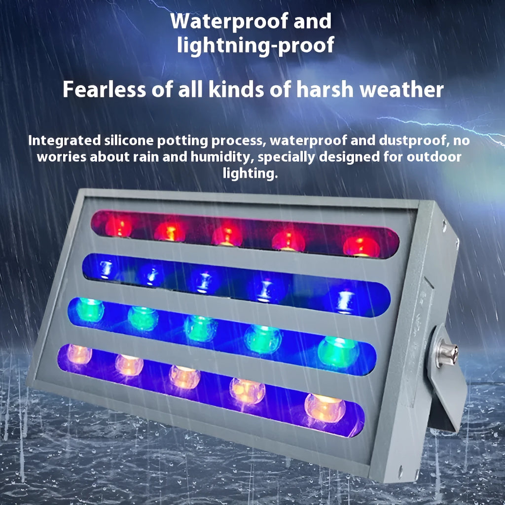 Aluminium outdoor LED rainbow tree projection spotlight with IP65 waterproof rating.