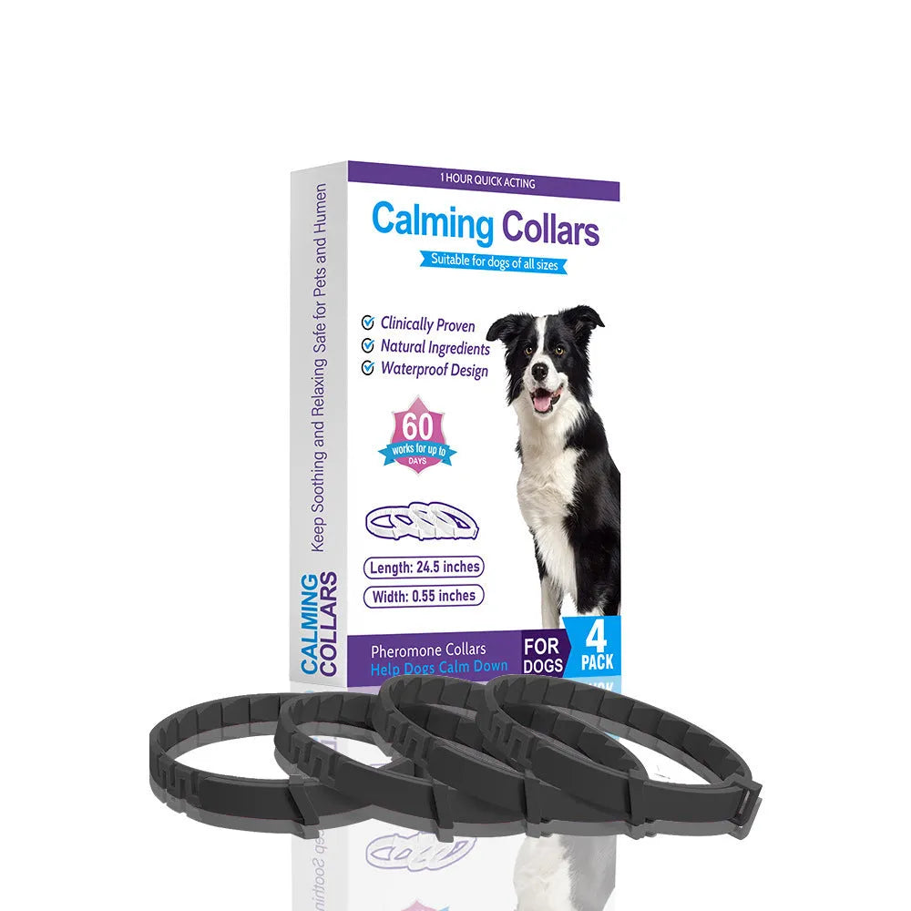 TPR dog anxiety relief collar in Chinese style monochrome pattern, 62cm length