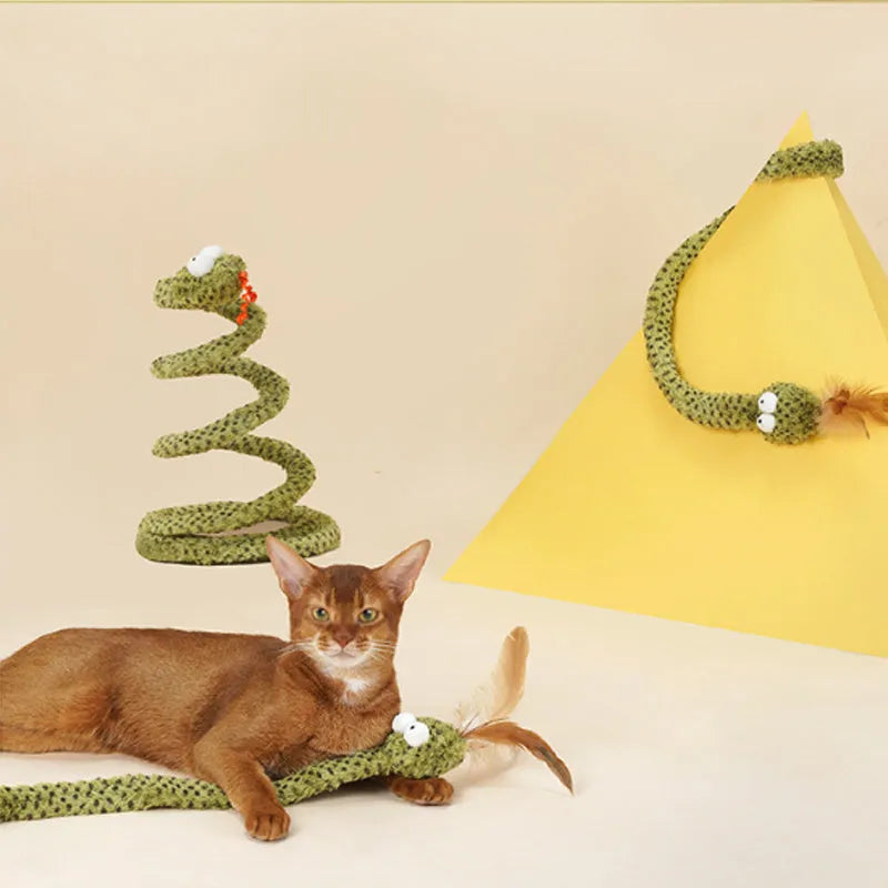 Green 140cm cat teasing stick toy with feather attachments for interactive play