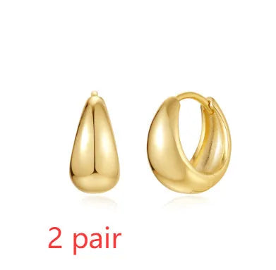 Brass diamond geometric earclip earrings with electroplated golden finish and round elements