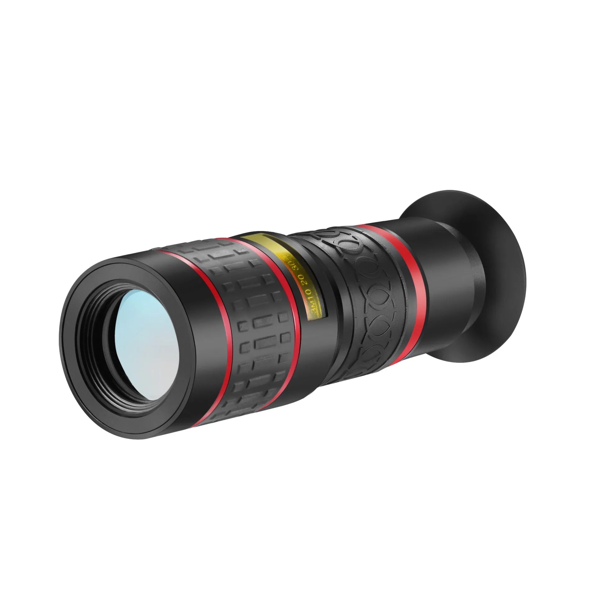 20x magnification smartphone telescope attachment with universal clip and lens case on a mobile phone.