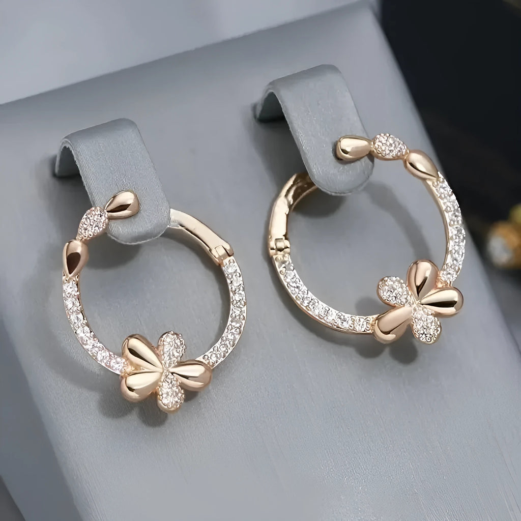 Copper round ring earrings with electroplating finish, geometric shape, colour EK13286-FD-01