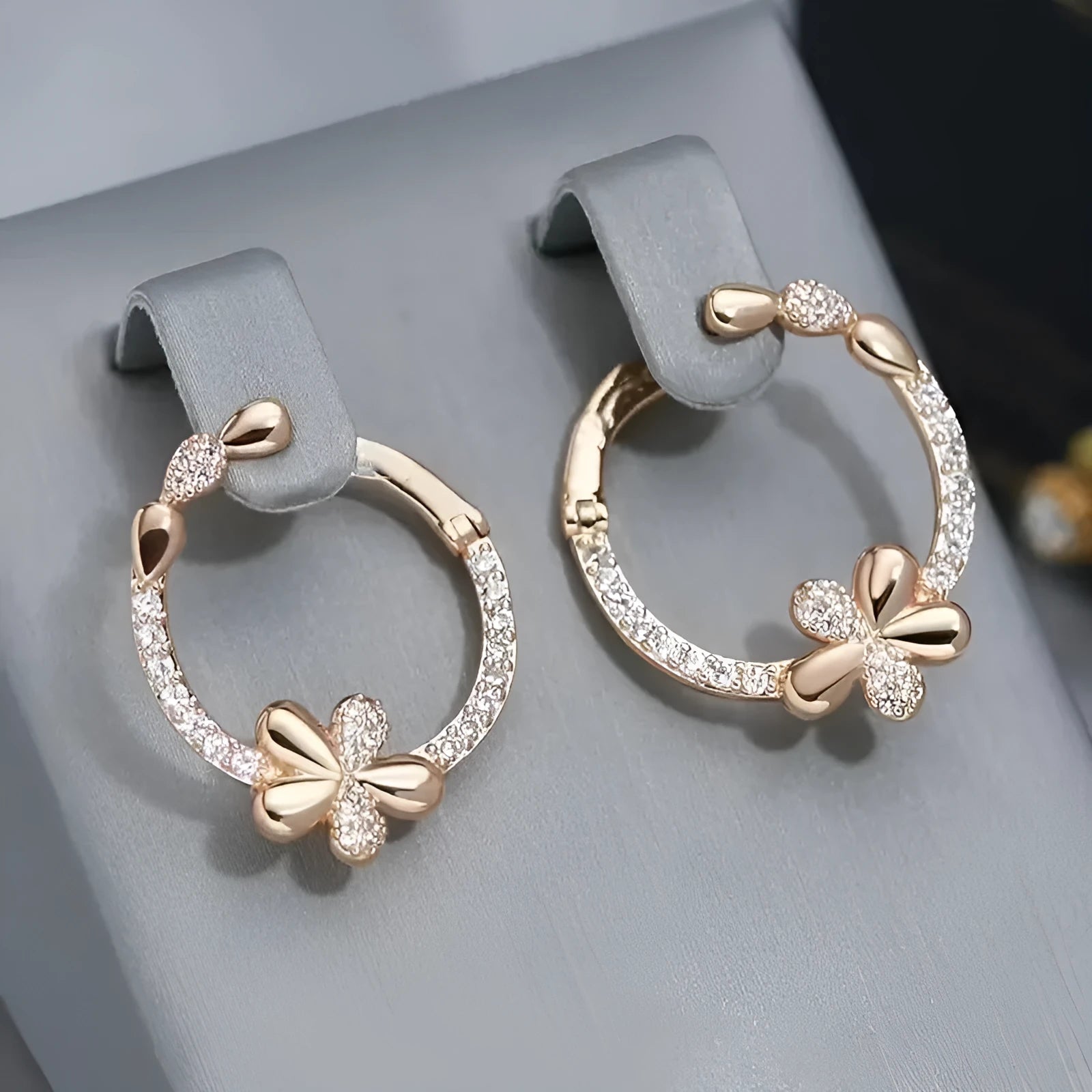 Copper round ring earrings with electroplating finish, geometric shape, colour EK13286-FD-01