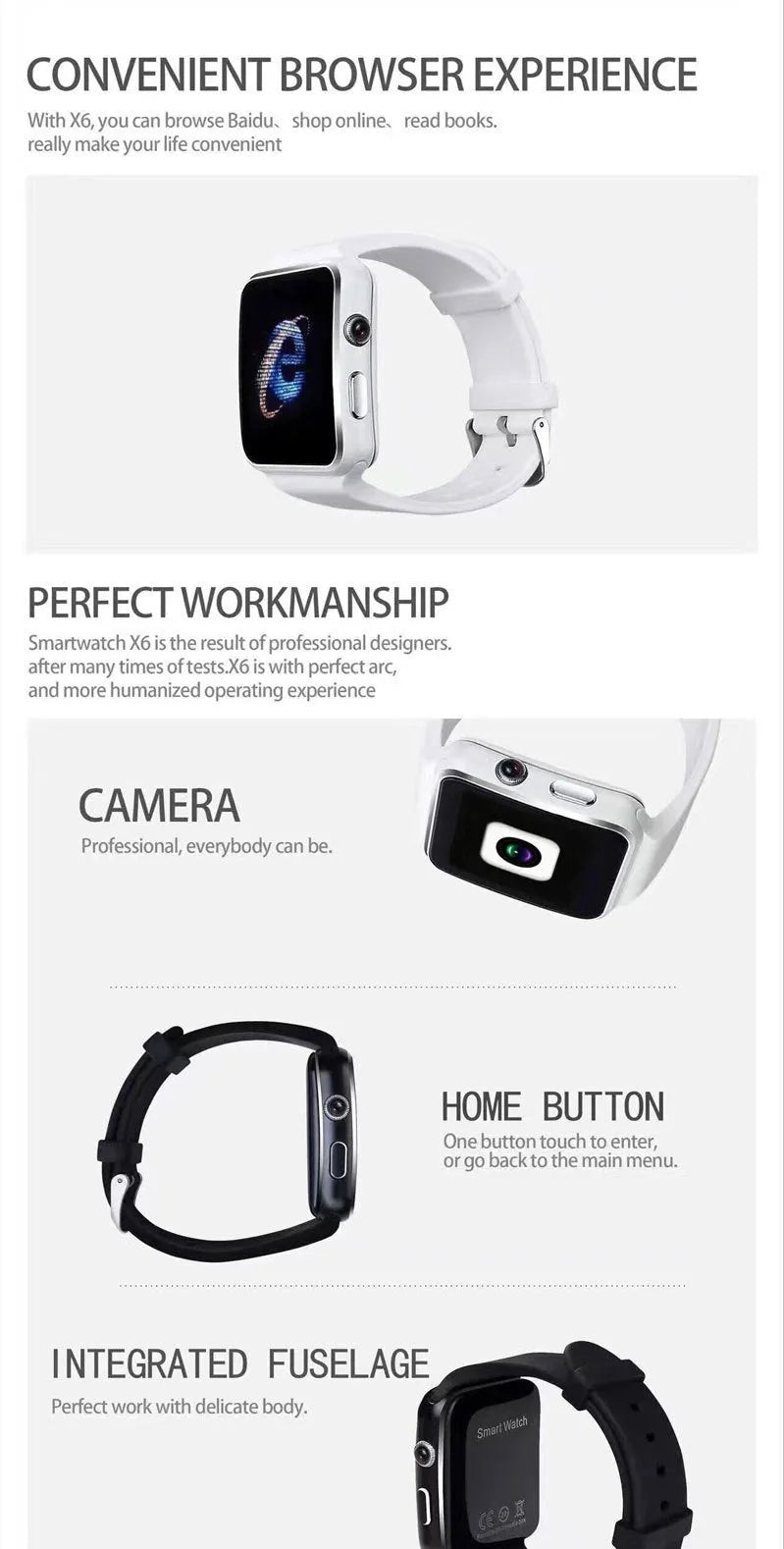 Black smart watch with 1.54-inch circular touchscreen on a silicone strap