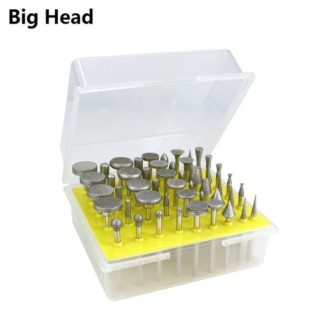 Elliptical cone shaped alloy emery grinding heads with 3mm shank for glass and stone work