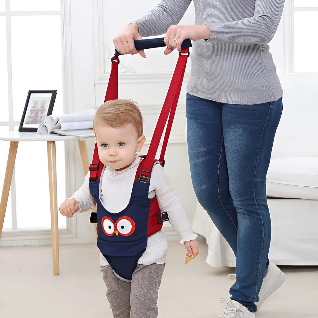 Cotton baby walking harness belt showing vest-style design in blue colour for toddler walking assistance
