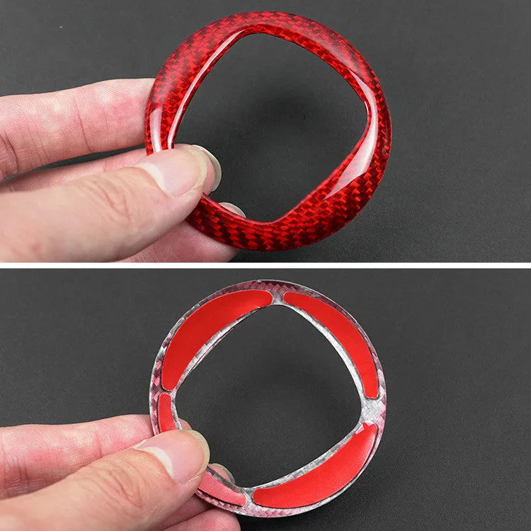 Carbon fibre steering wheel decorative frame in black or red colours for car interior upgrade