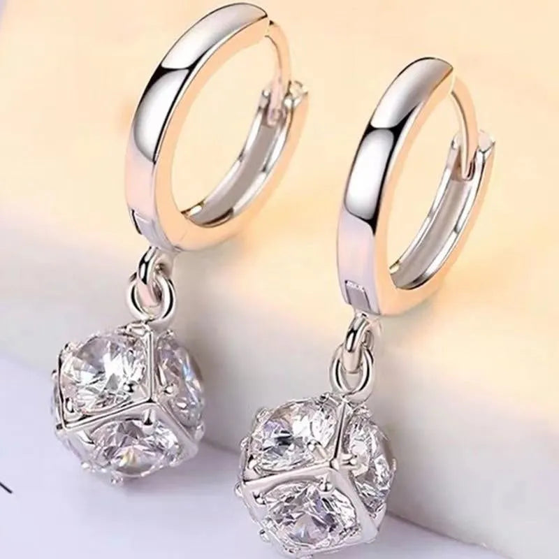 Women's copper zircon earrings with geometric rose designs in multiple colour variations