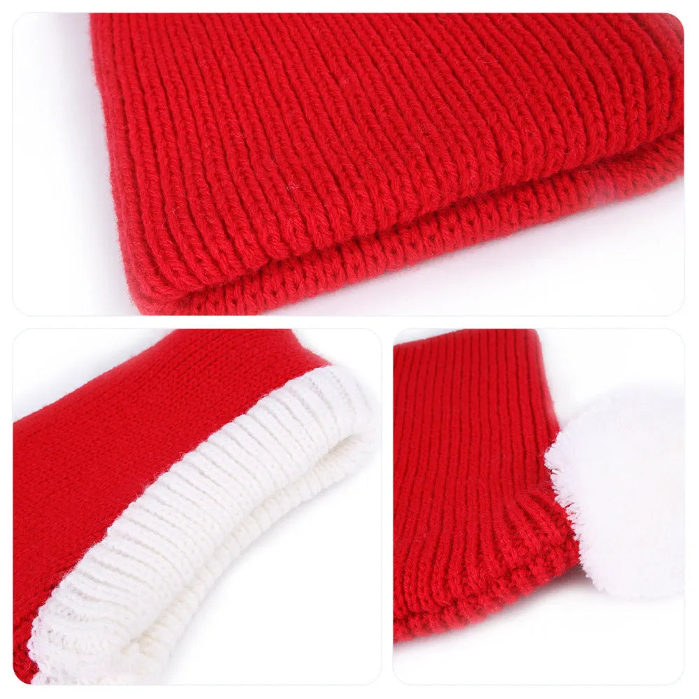 Red wool dog headgear with tie-dye pattern for Halloween and Christmas, available in sizes S, M, and L.