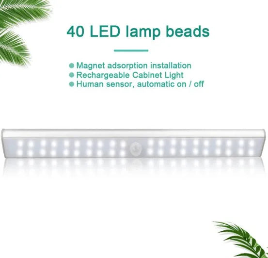 Rechargeable aluminium LED light bar with motion sensor in cold white or warm white.