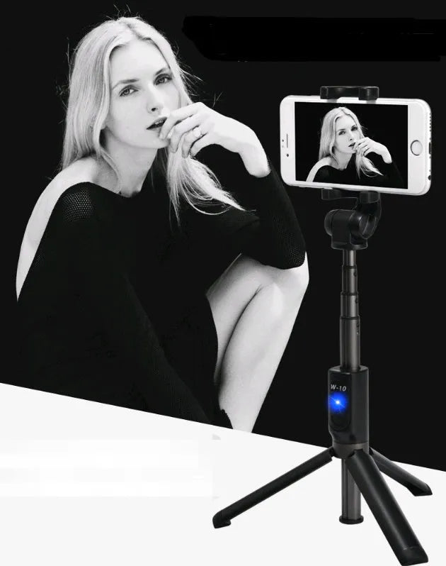 Bluetooth tripod selfie stick with aluminium telescopic rod and phone bracket