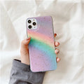 Rainbow gradient TPU iPhone case with colourful stripes in Japanese Korean style design