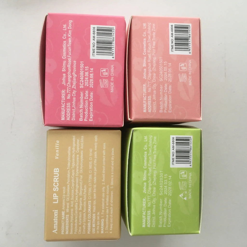 Amatoni Lip Scrub Cream 30g pot in coconut raspberry vanilla watermelon flavours