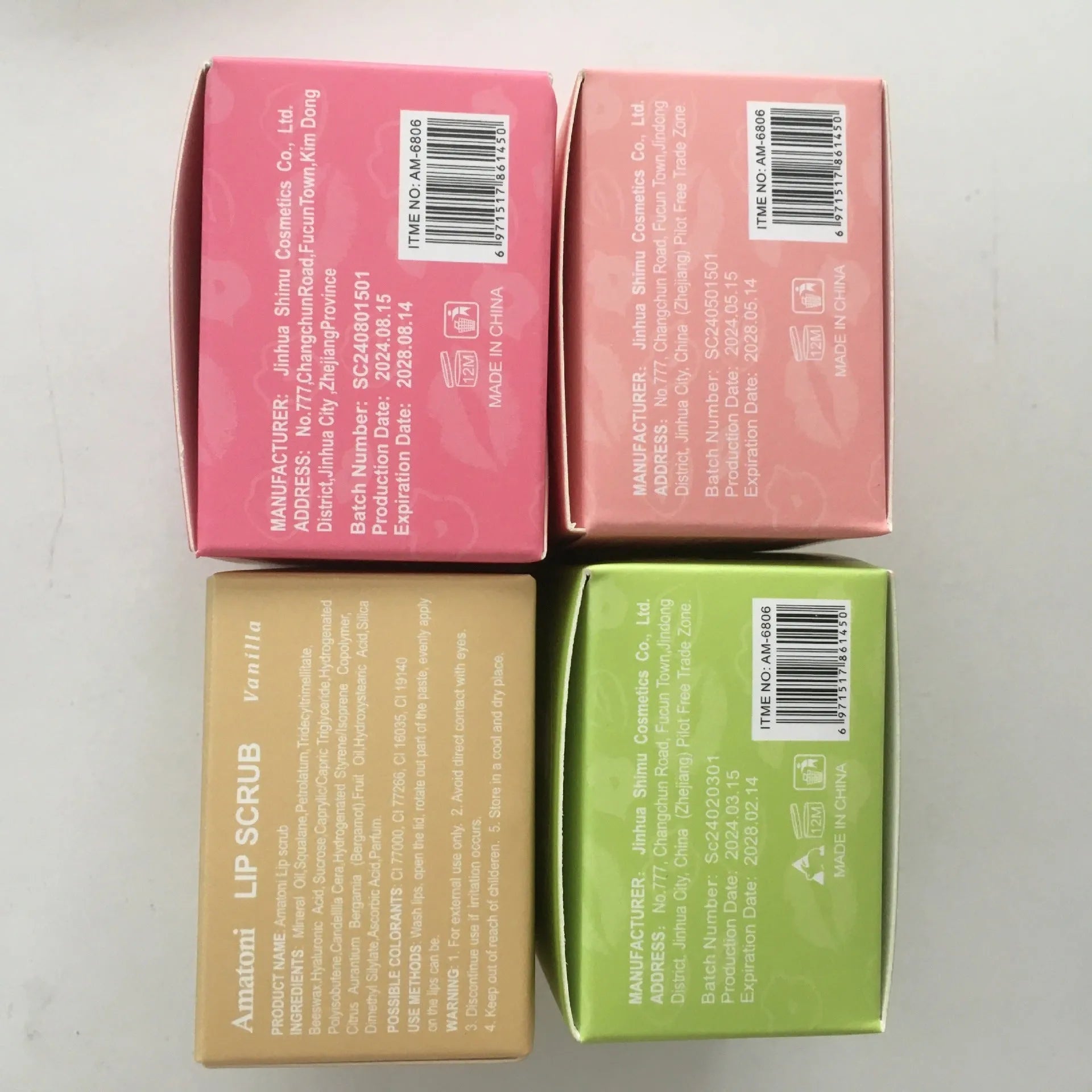 Amatoni Lip Scrub Cream 30g pot in coconut raspberry vanilla watermelon flavours
