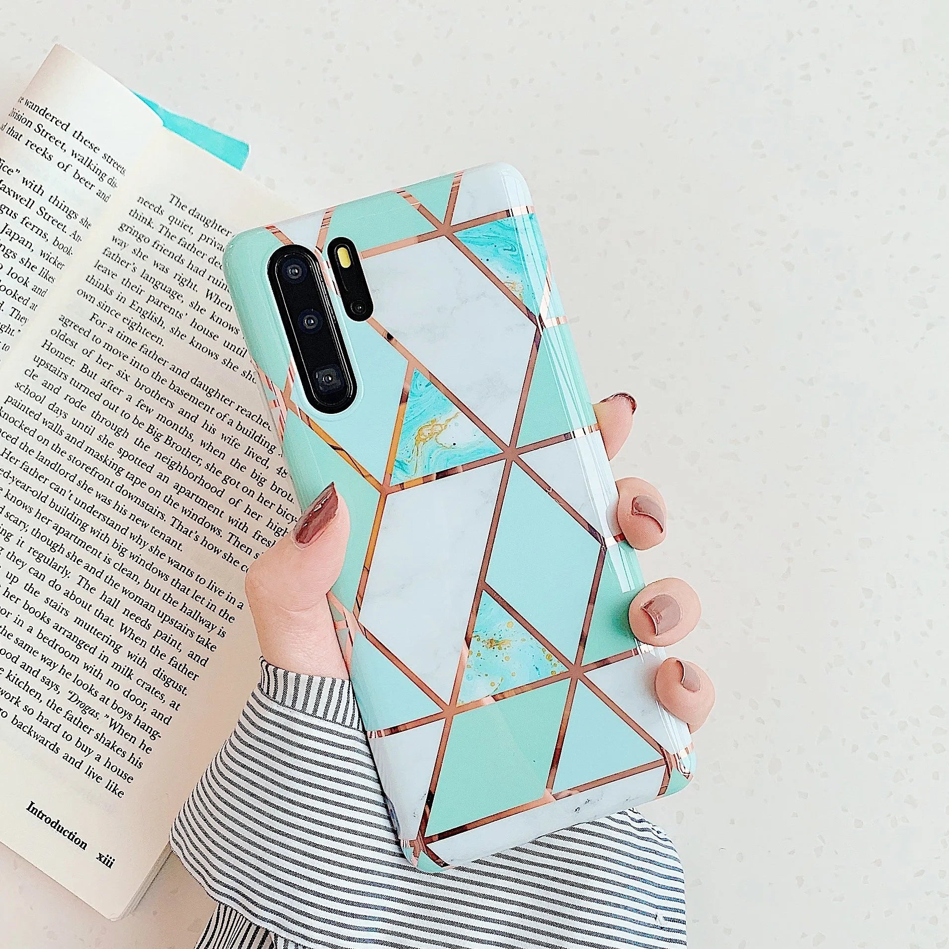 Electroplated marble Huawei phone case in TPU back cover design for Mate and P series smartphones
