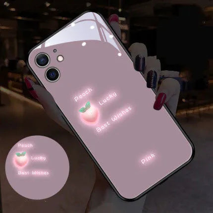 Luminous voice-activated iPhone case with painted daisy design in purple colour for Apple iPhone models.