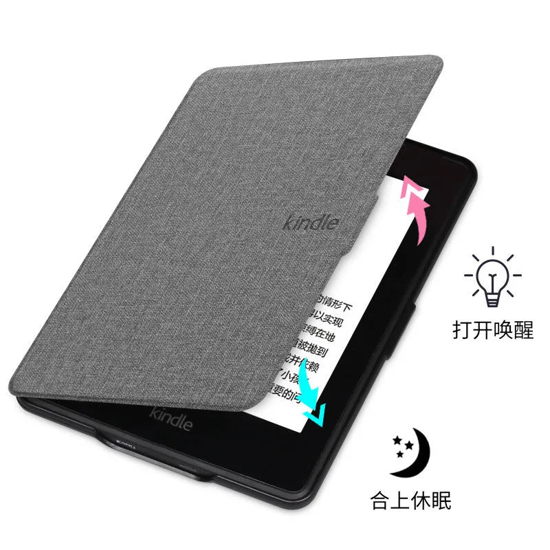 Linen leather texture magnetic closure hard case for Kindle Paperwhite in multiple colour options