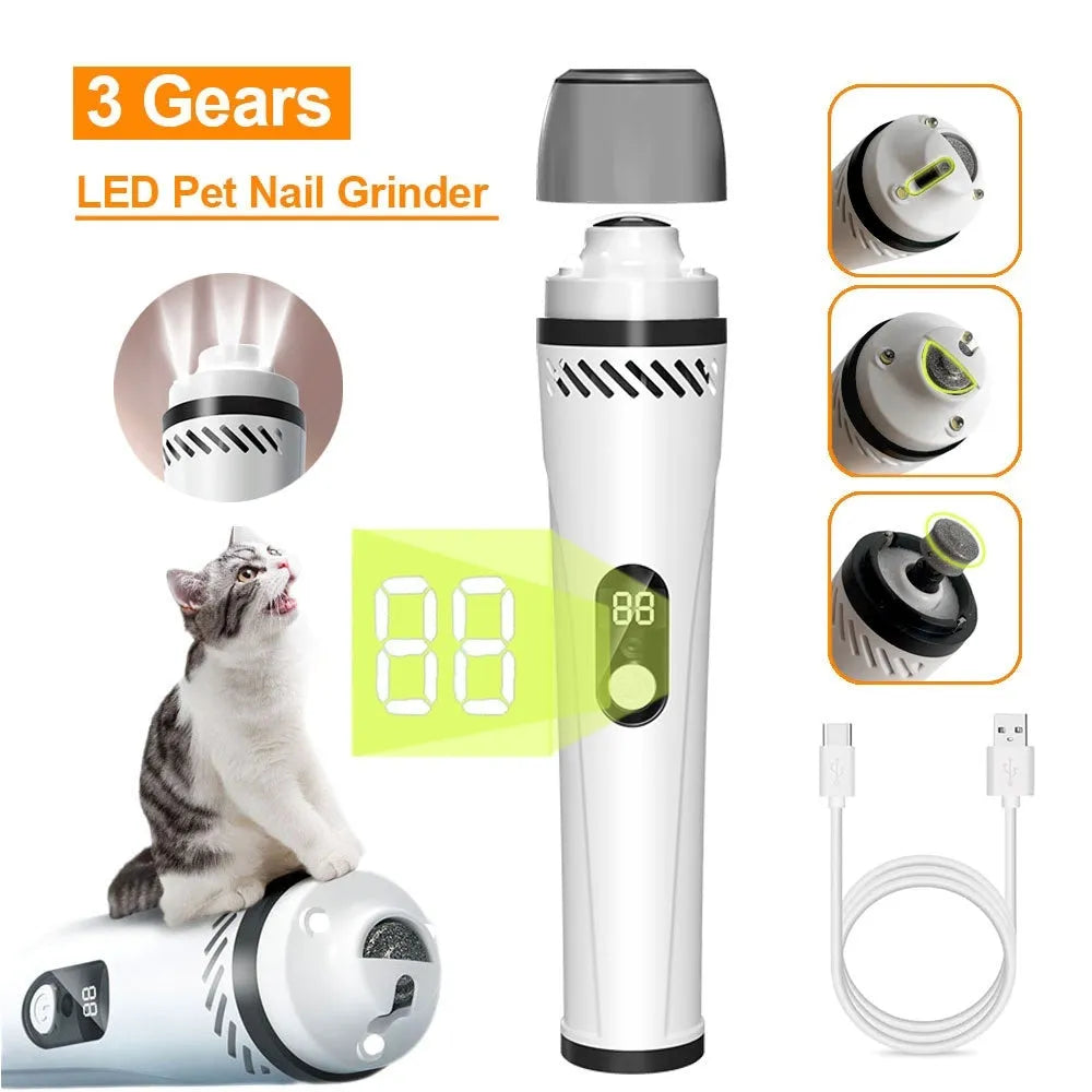Automatic dog nail trimmer with LED display and 3-speed settings