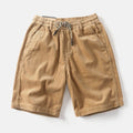 Men's khaki straight-leg cargo shorts made from polyester fabric for summer streetwear