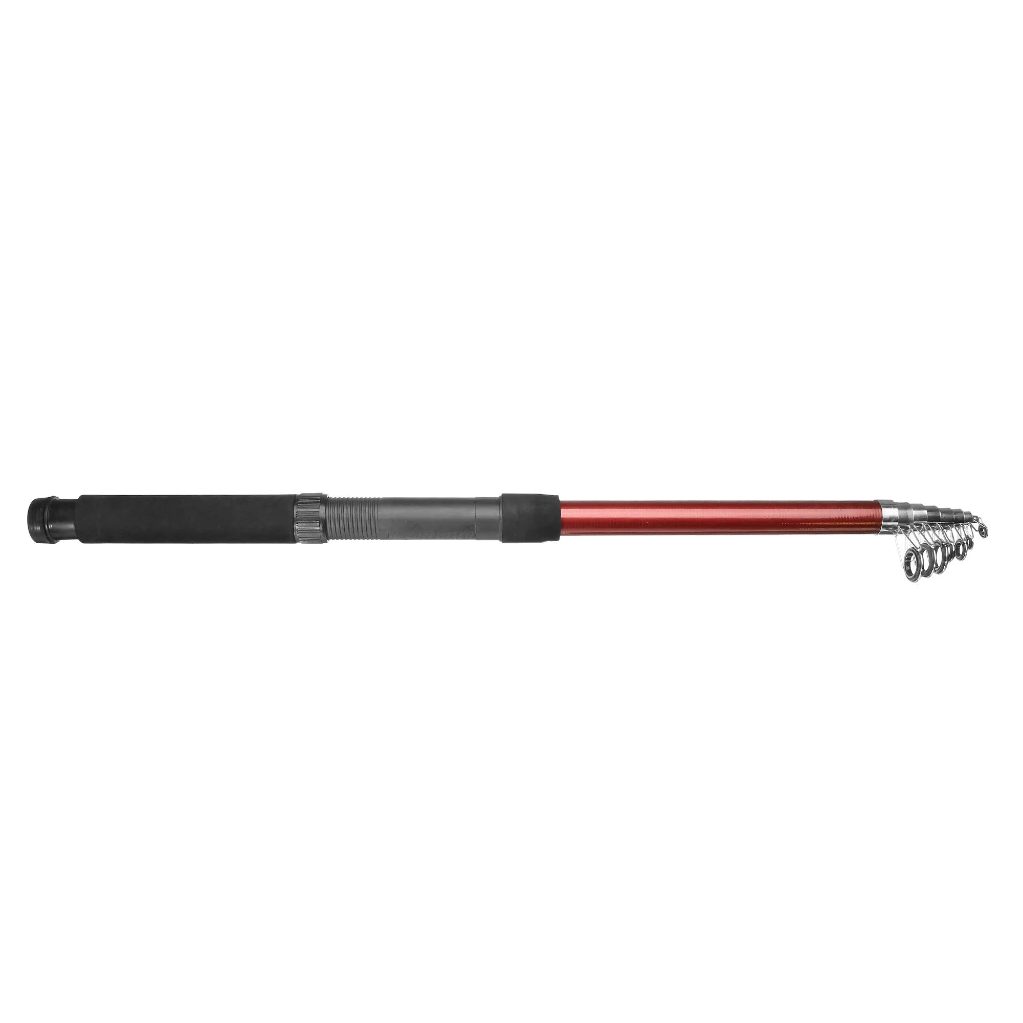 White LED fishing rod light unit with remote control next to extended telescopic pole
