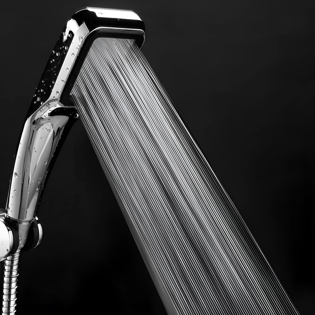 Hand-held pressurised shower set with rain function in orange and multi-colour variations