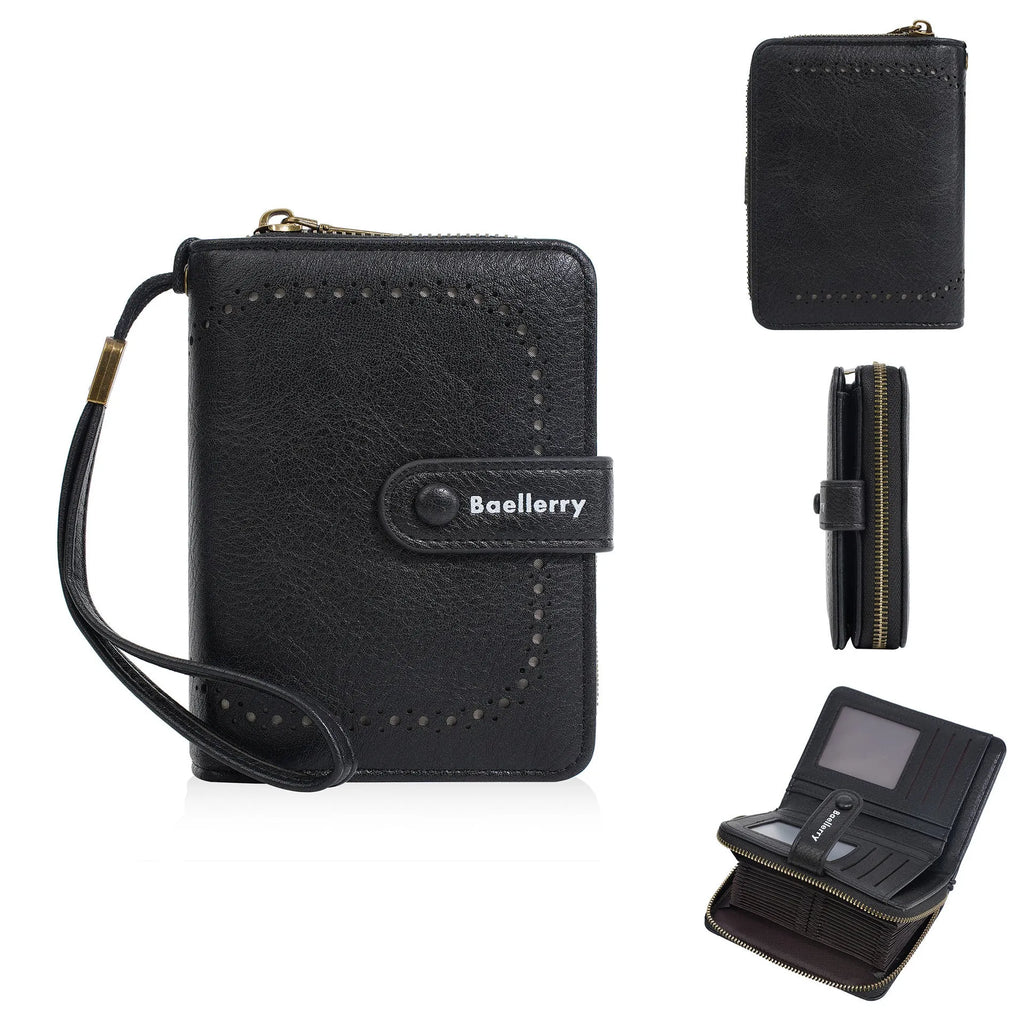 Women's PU zipper coin purse wallet with integrated card storage in multiple colours