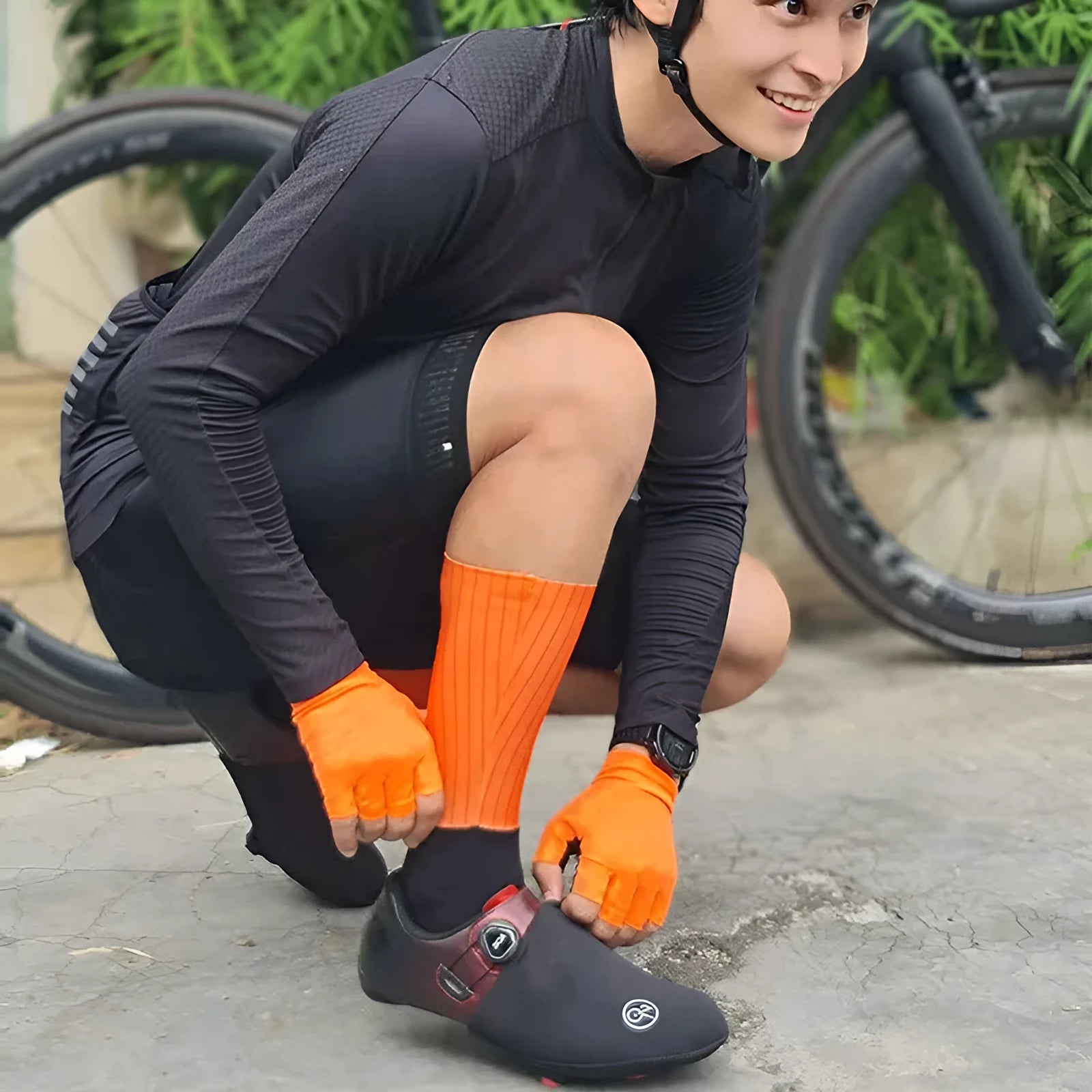Athletic socks for sports in orange, black, purple, white, grey, and dark blue colours