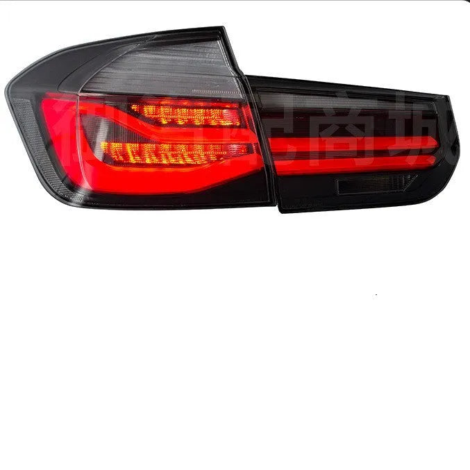 BMW 3 Series tail light assembly with streamer steering LED pattern in red or smoked black options