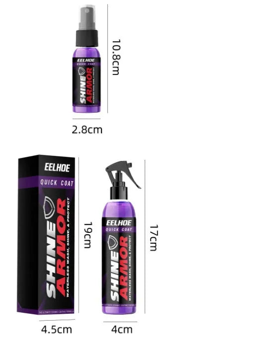 Purple car coating spray bottle in 30ml and 100ml sizes for vehicle maintenance