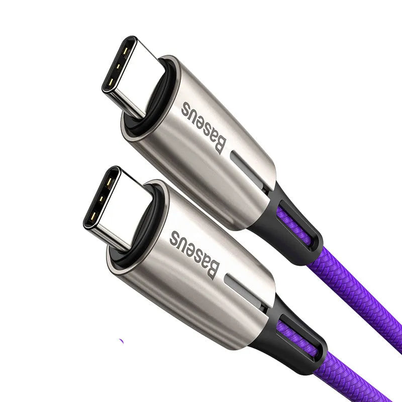 Purple dual Type-C PD60W fast charge cable with 1 metre length for laptop and device charging
