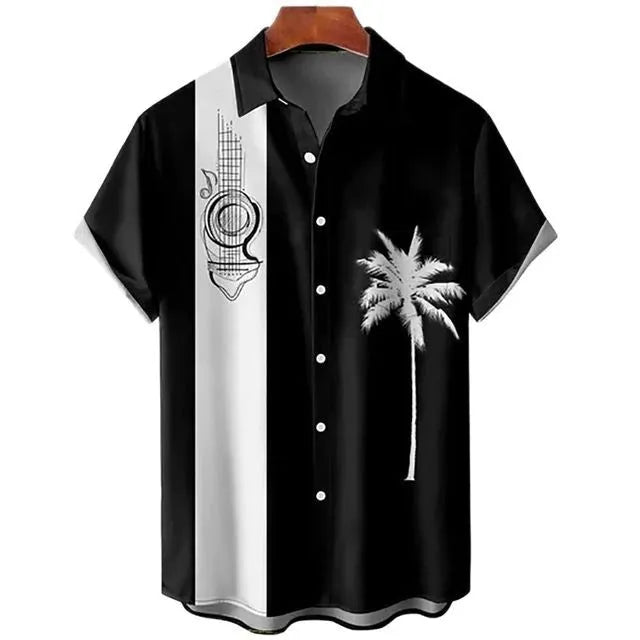 Men's slim fit short sleeve shirt with digital printed floral pattern on polyester fabric in various colours