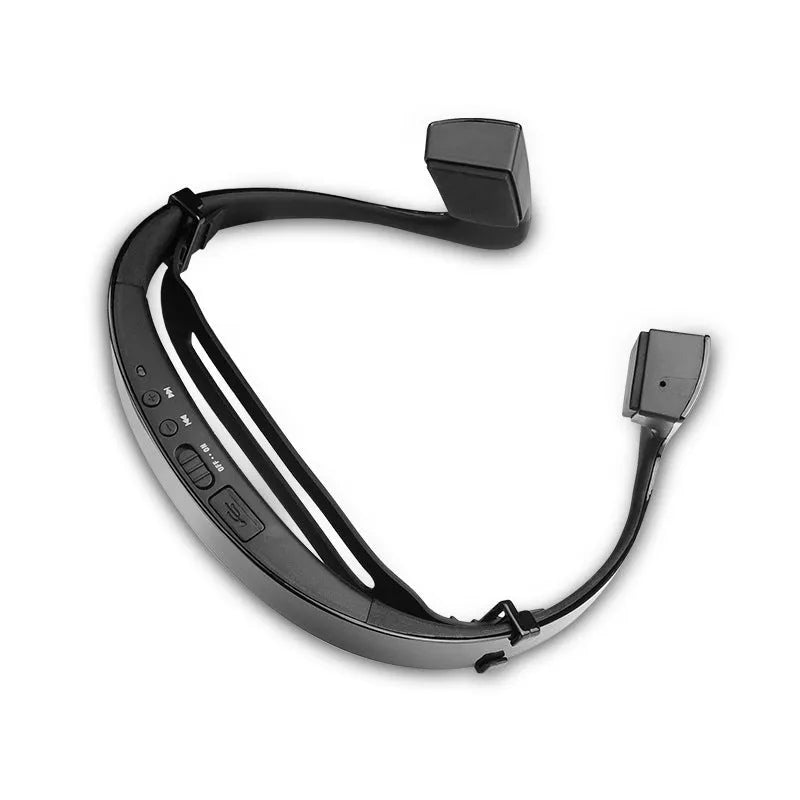 White wireless bone conduction headphones with over-ear band and Bluetooth 4.1