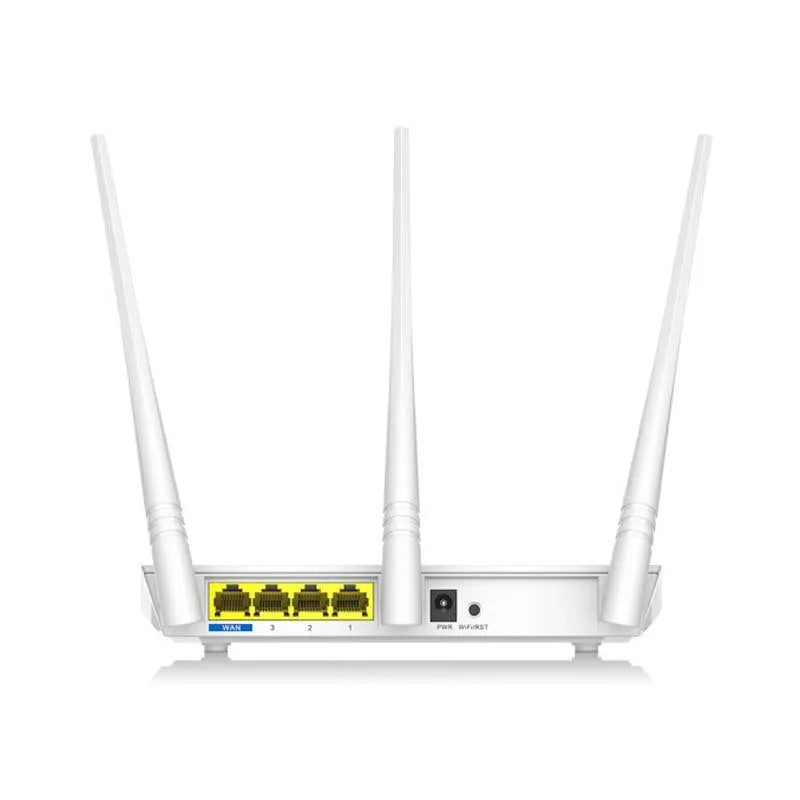 White wireless router with antennas for dual-band 2.4G and 5G WiFi home networking