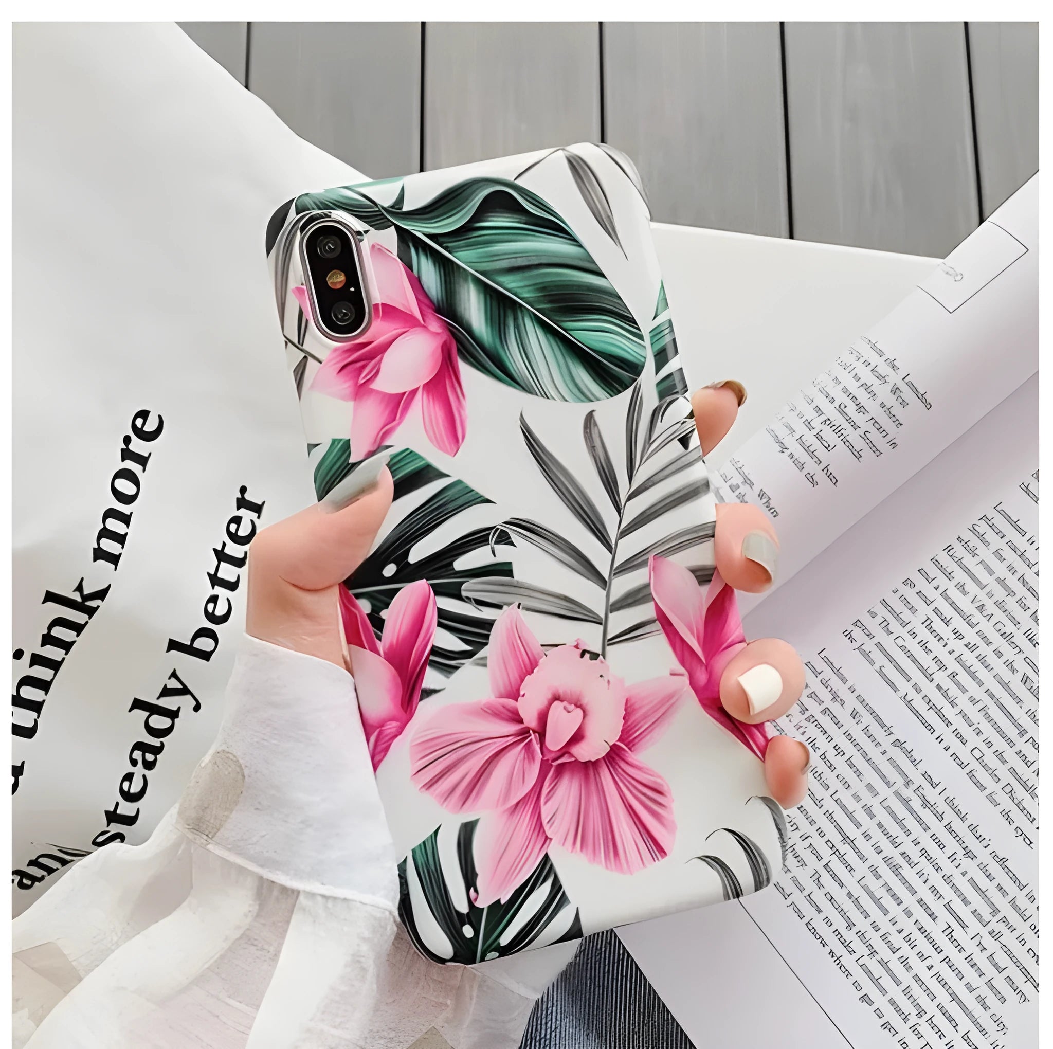 Pink floral pattern TPU back cover case for iPhone models