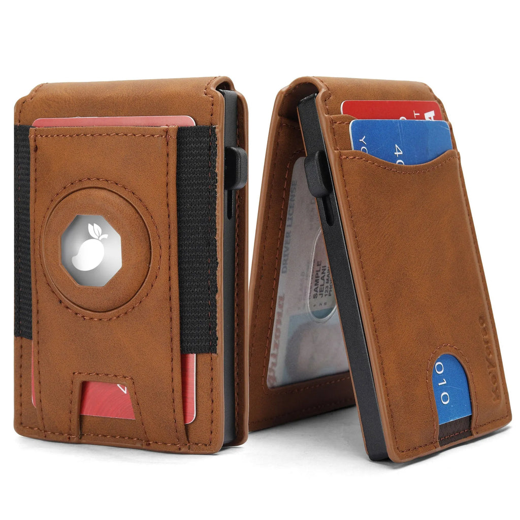 Men's slim card holder wallet in black synthetic leather with RFID blocking protection